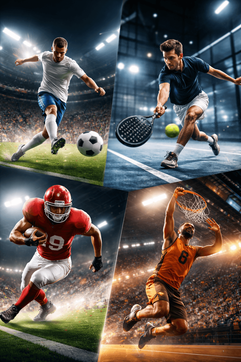 Deportes: fútbol, pádel, baloncesto